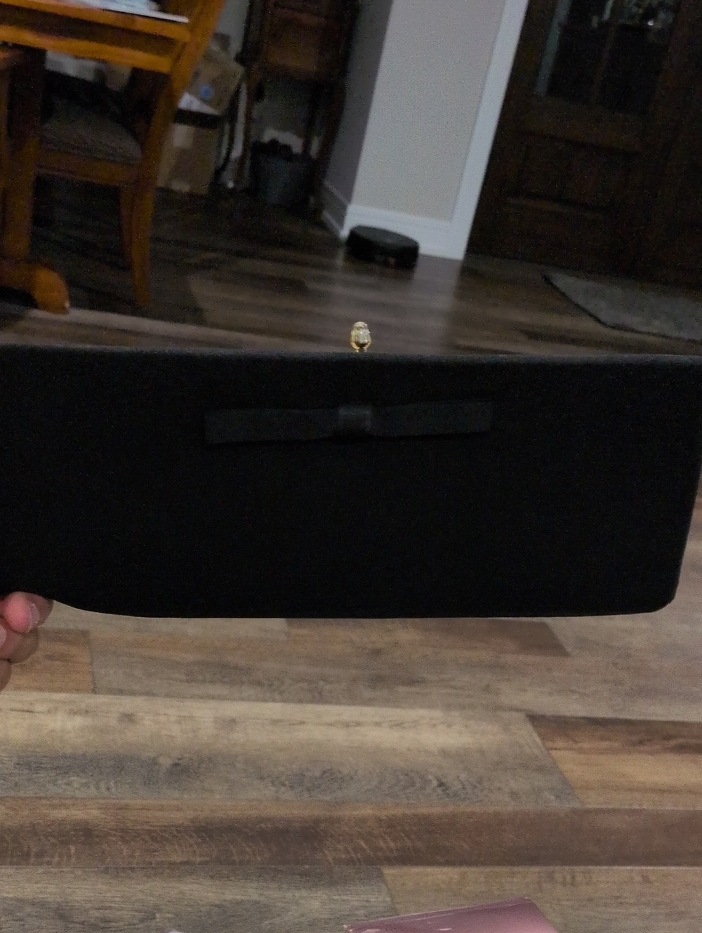 Vintage Black Evening Clutch with Gold Bow Accent